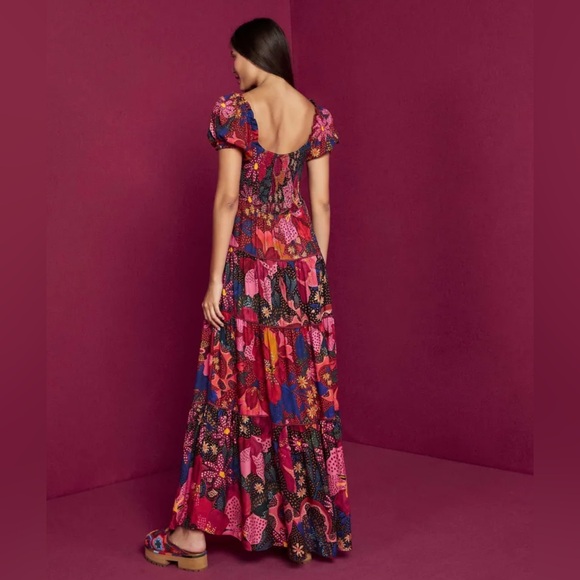 XL (16) FARM Rio Floral Maxi Dress, Mixed Wild Life Lenzing Ecovero Viscose NWOT - Picture 3 of 8